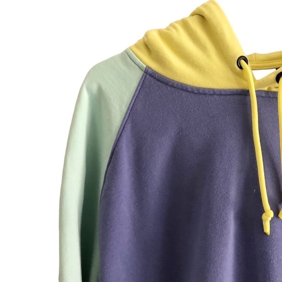 Teddy Fresh Hoodie Sweatshirt Colorblock Purple Pink Yellow Unisex Large - Picture 5 of 11